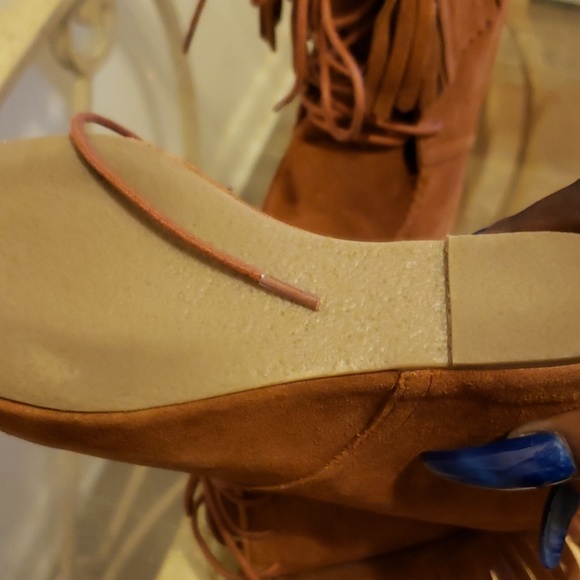 cognac suede  Wedge boot - Picture 3 of 4